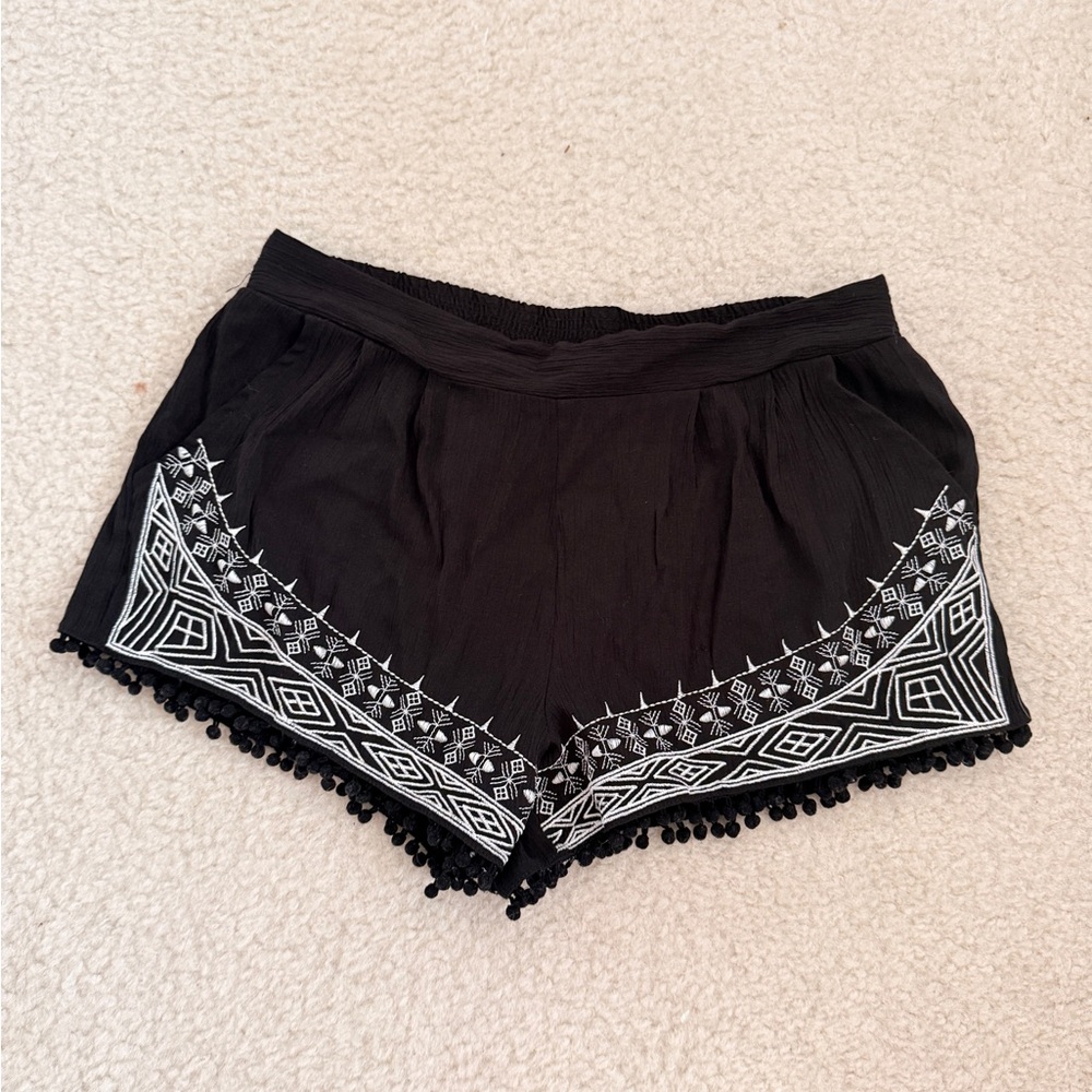 Embroidered black shorts